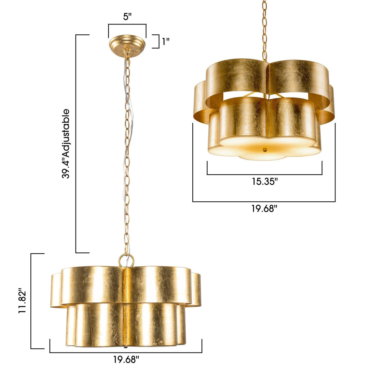 Golden 5-Light Iron Dry Rated Pendant Lighting