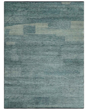 Gray, Beige and Silver contemporary Hand knotted 9x12 wool Area Rug