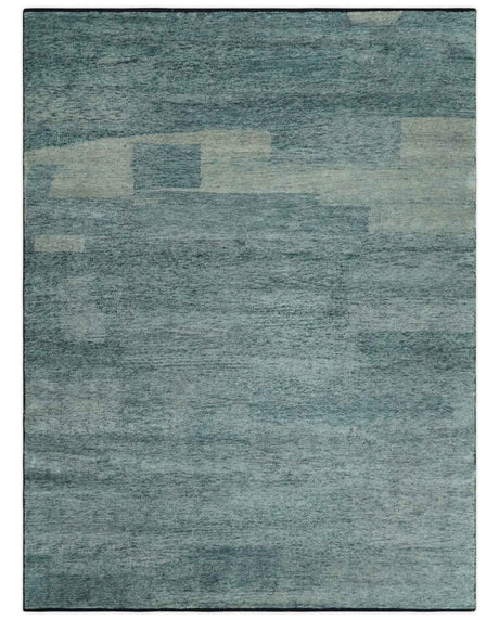 Gray, Beige and Silver contemporary Hand knotted 9x12 wool Area Rug