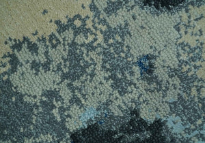 Gray, Blue and Black Modern Abstract 5x8 Hand Knotted wool area rug