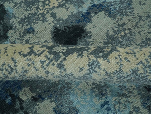 Gray, Blue and Black Modern Abstract 5x8 Hand Knotted wool area rug