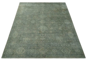Gray, Silver and Charcoal Hand Knotted antique look Traditional Oushak 8x10 wool area Rug