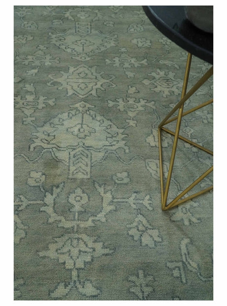 Gray, Silver and Charcoal Hand Knotted antique look Traditional Oushak 8x10 wool area Rug
