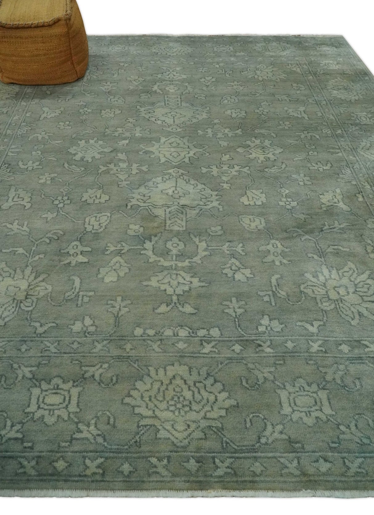 Gray, Silver and Charcoal Hand Knotted antique look Traditional Oushak 8x10 wool area Rug