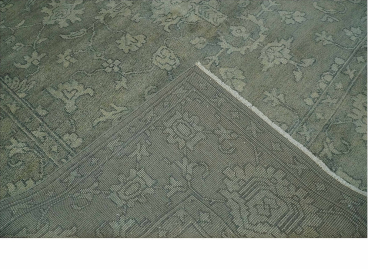 Gray, Silver and Charcoal Hand Knotted antique look Traditional Oushak 8x10 wool area Rug