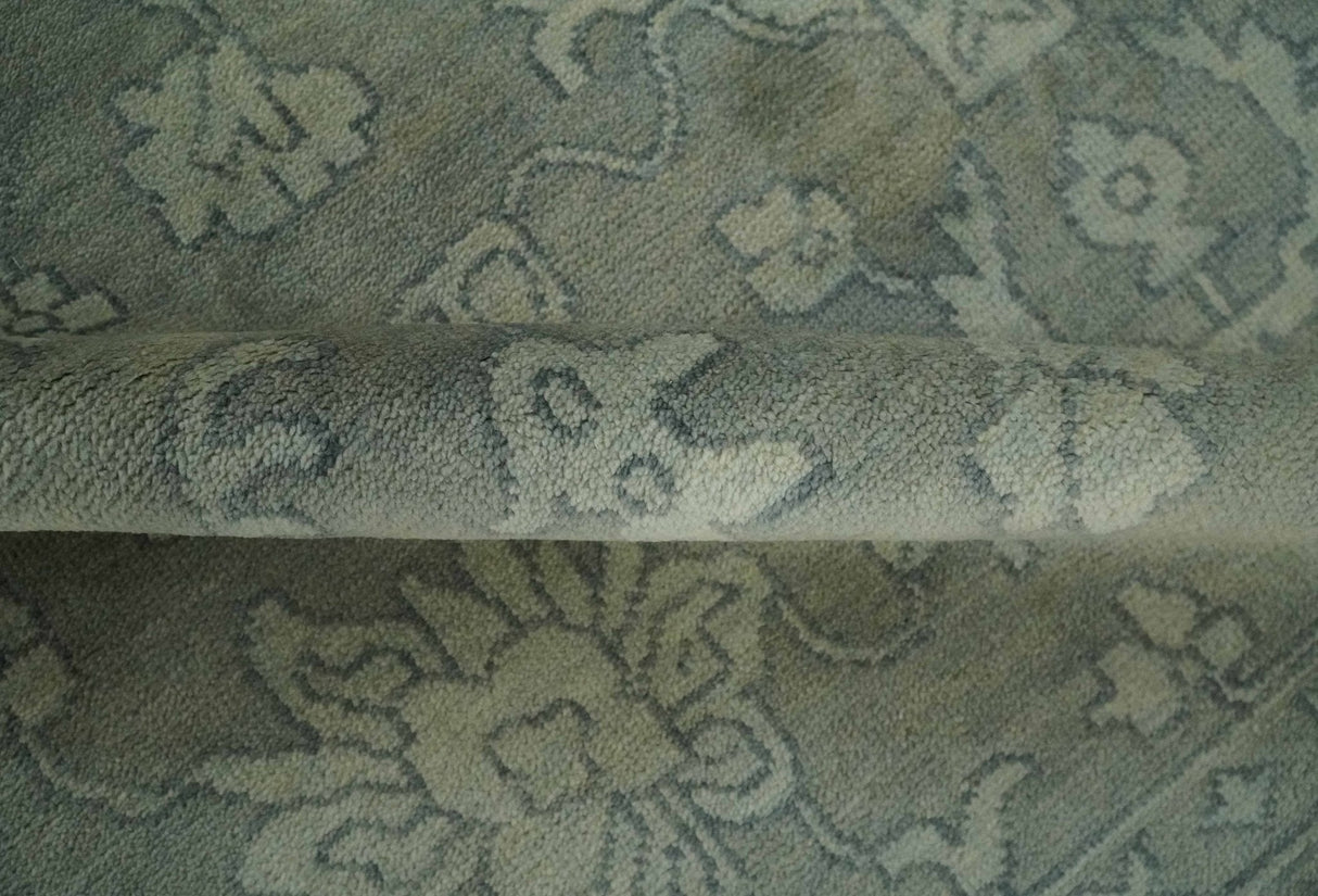 Gray, Silver and Charcoal Hand Knotted antique look Traditional Oushak 8x10 wool area Rug