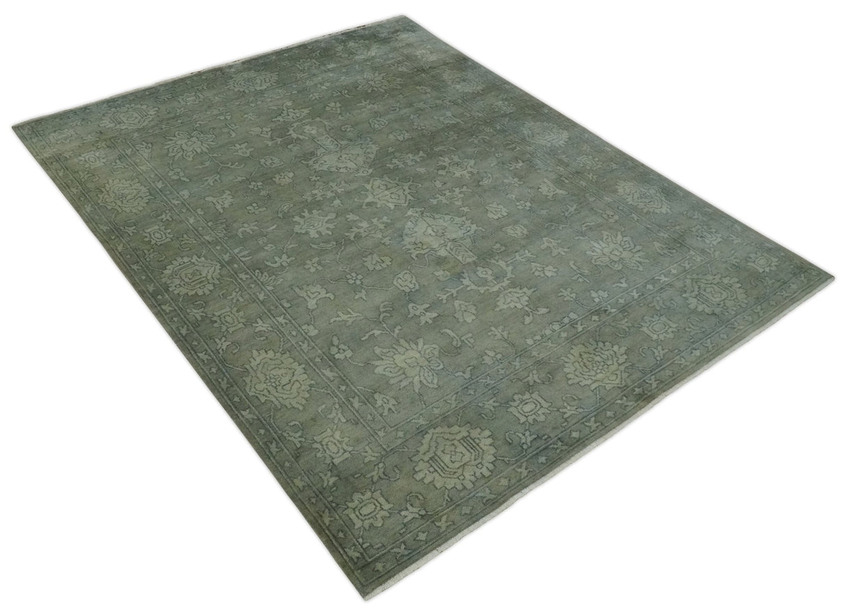 Gray, Silver and Charcoal Hand Knotted antique look Traditional Oushak 8x10 wool area Rug