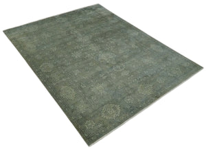Gray, Silver and Charcoal Hand Knotted antique look Traditional Oushak 8x10 wool area Rug