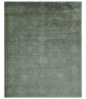 Gray, Silver and Charcoal Hand Knotted antique look Traditional Oushak 8x10 wool area Rug