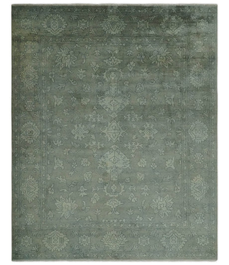 Gray, Silver and Charcoal Hand Knotted antique look Traditional Oushak 8x10 wool area Rug