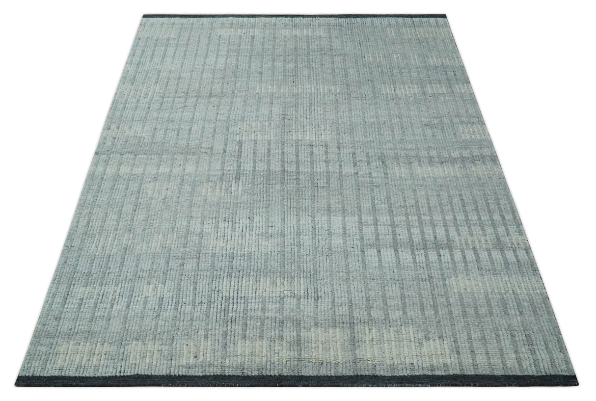 Gray, Silver and Ivory Traditional Hand Knotted 8x10 Wool Area Rug