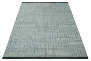 Gray, Silver and Ivory Traditional Hand Knotted 8x10 Wool Area Rug