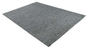 Gray and Charcoal Geometrical Bricks Design Hand carved Texture Hand Knotted 10x14 Wool and Silk Area Rug