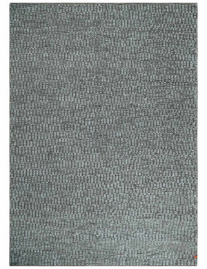 Gray and Charcoal Geometrical Bricks Design Hand carved Texture Hand Knotted 10x14 Wool and Silk Area Rug