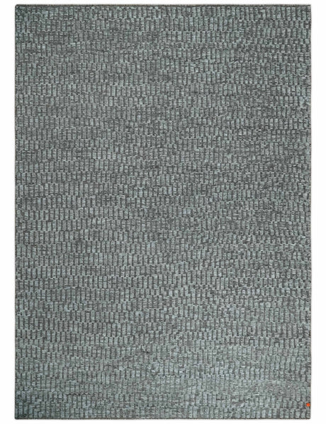 Gray and Charcoal Geometrical Bricks Design Hand carved Texture Hand Knotted 10x14 Wool and Silk Area Rug