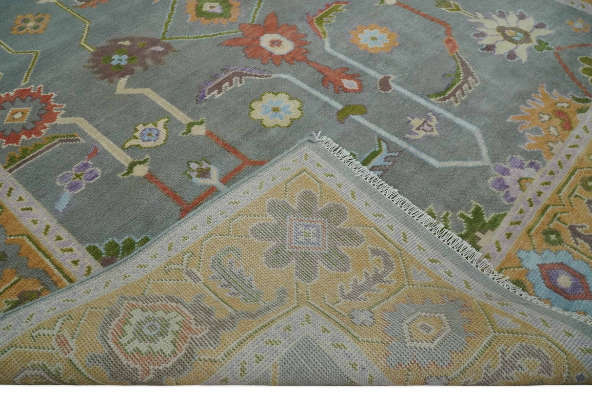 Gray and Gold Hand knotted 8x10 And 9x12 Traditional Oushak wool Area Rug