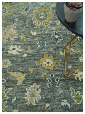 Gray and Ivory Hand Knotted Traditional Oushak 9x12 Wool Area Rug
