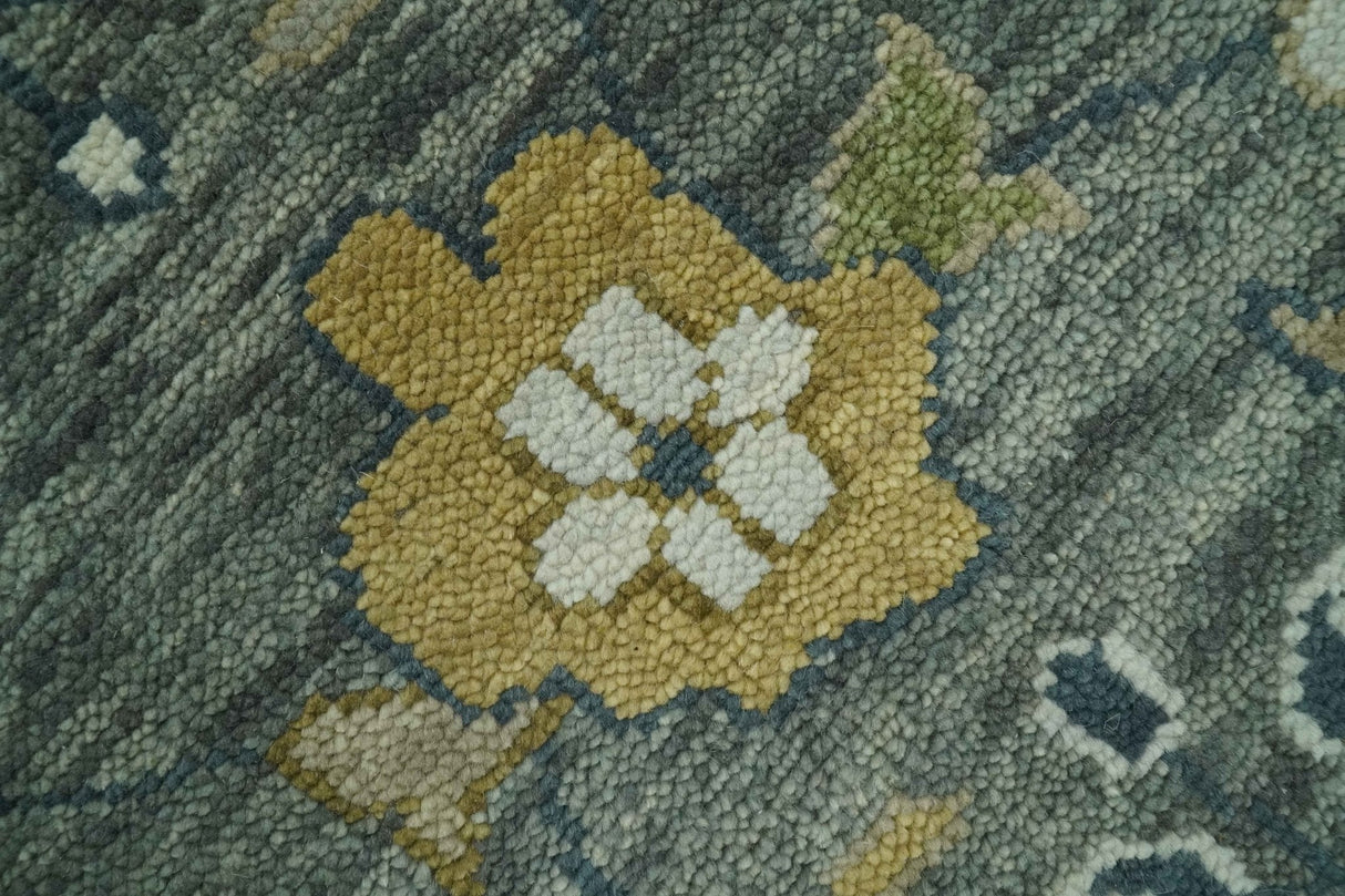 Gray and Ivory Hand Knotted Traditional Oushak 9x12 Wool Area Rug