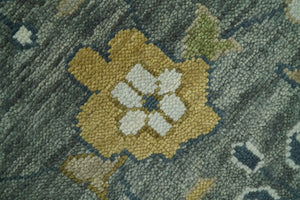 Gray and Ivory Hand Knotted Traditional Oushak 9x12 Wool Area Rug