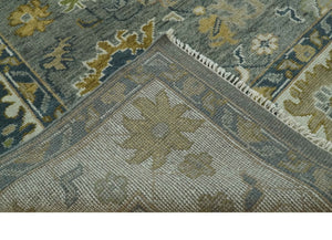 Gray and Ivory Hand Knotted Traditional Oushak 9x12 Wool Area Rug