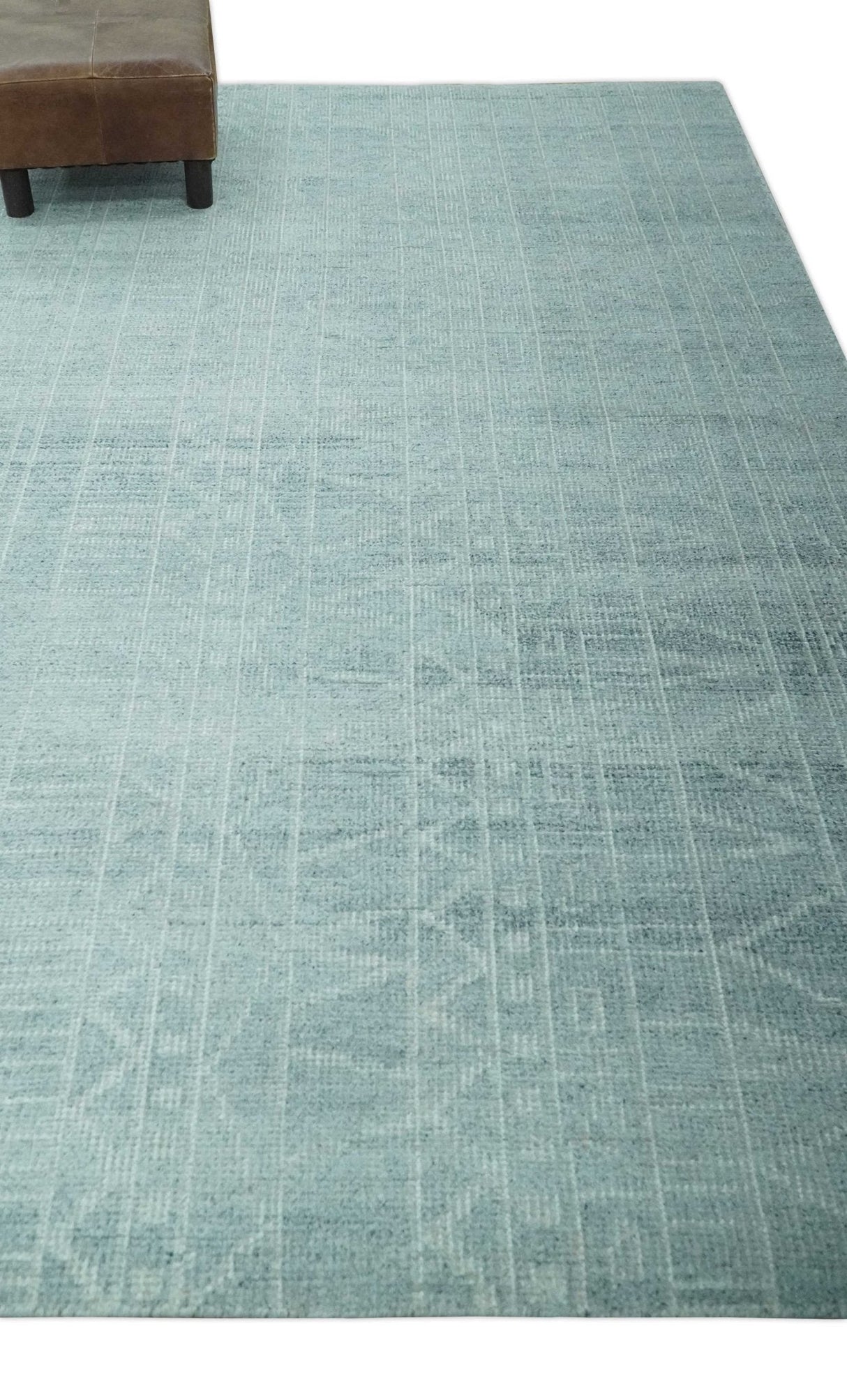 Gray and Silver 5x8 Stripes Design Hand Knotted wool and Art Silk Area Rug
