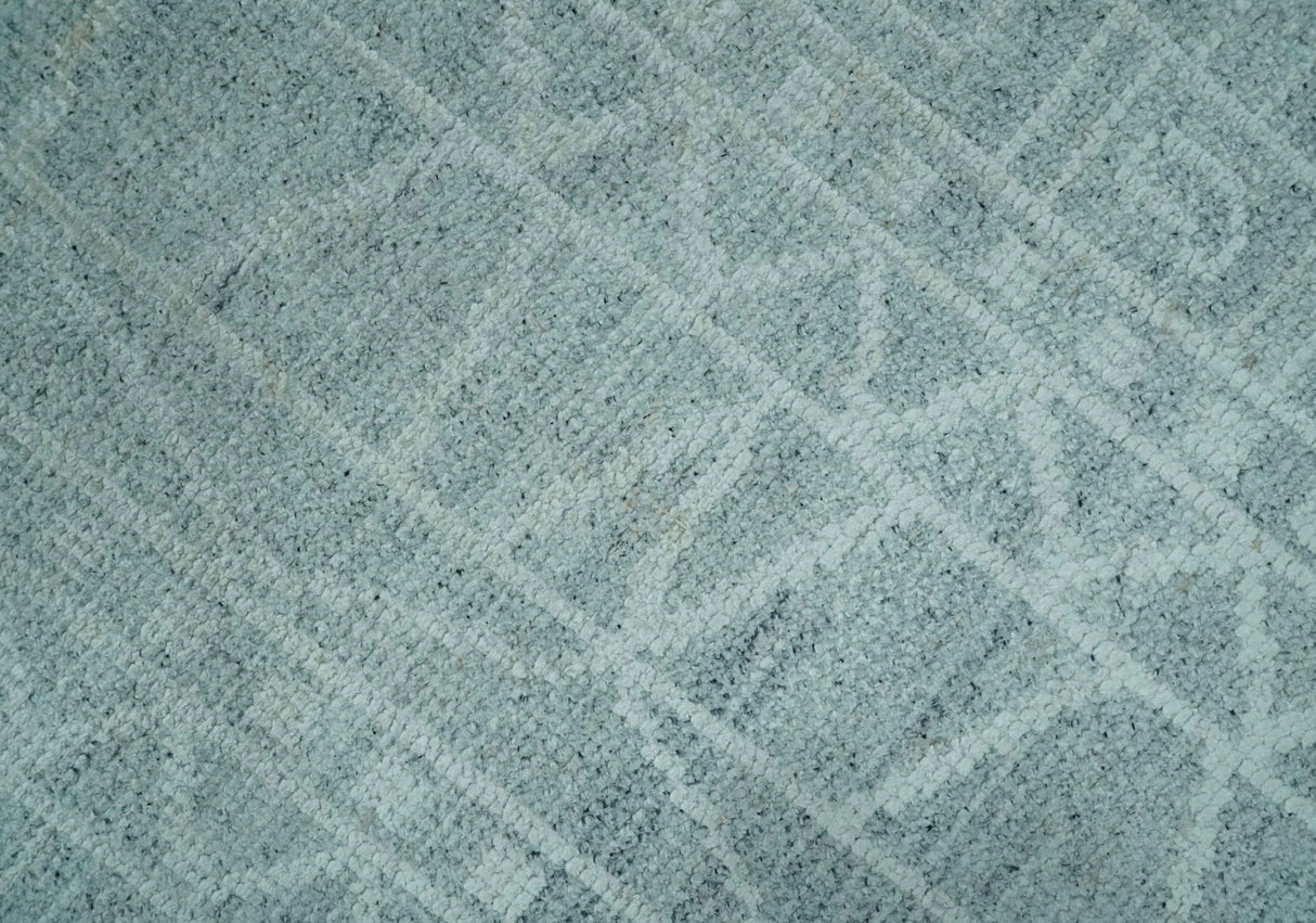 Gray and Silver 5x8 Stripes Design Hand Knotted wool and Art Silk Area Rug