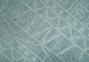 Gray and Silver 5x8 Stripes Design Hand Knotted wool and Art Silk Area Rug