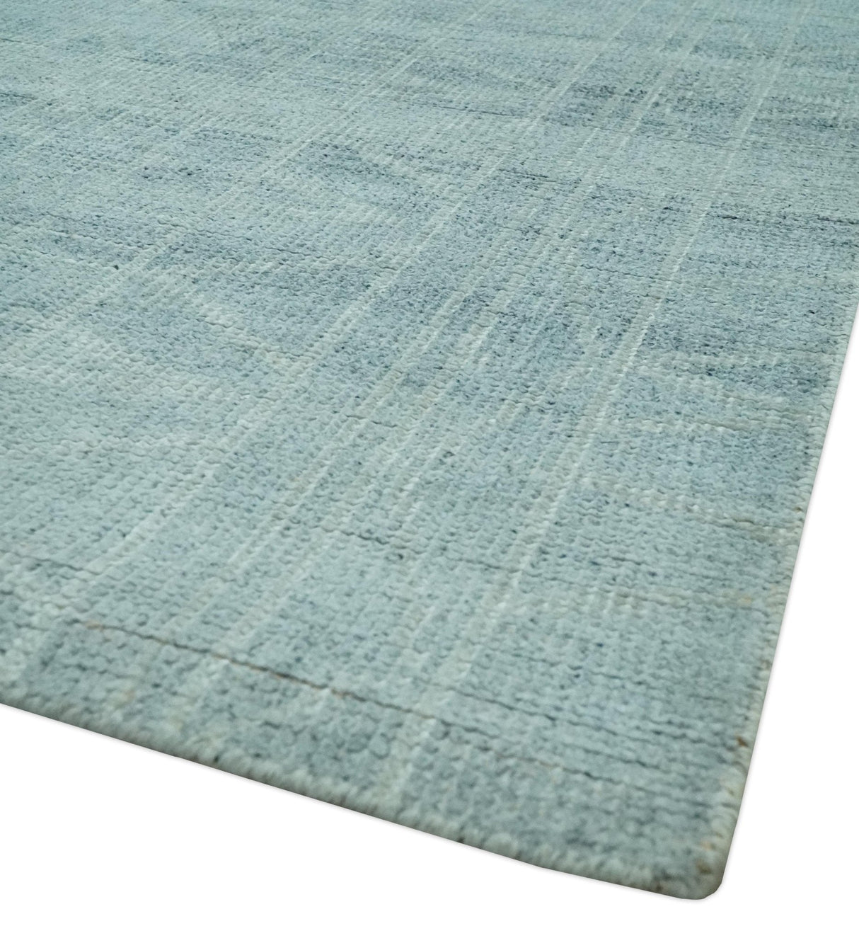 Gray and Silver 5x8 Stripes Design Hand Knotted wool and Art Silk Area Rug