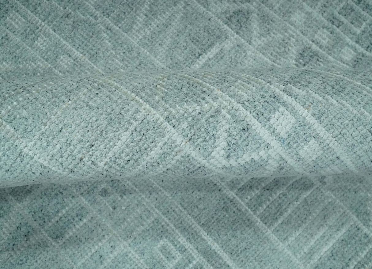 Gray and Silver 5x8 Stripes Design Hand Knotted wool and Art Silk Area Rug
