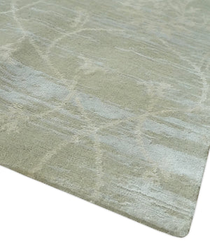 Gray and Silver Ikat Design 6x9 Hand knotted Wool and Viscose Area Rug