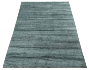 Gray and Silver Modern Abstract Hand Knotted 6x9 Wool and Viscose Area Rug