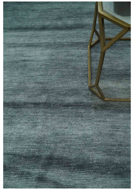 Gray and Silver Modern Abstract Hand Knotted 6x9 Wool and Viscose Area Rug