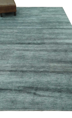 Gray and Silver Modern Abstract Hand Knotted 6x9 Wool and Viscose Area Rug