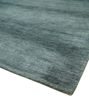 Gray and Silver Modern Abstract Hand Knotted 6x9 Wool and Viscose Area Rug