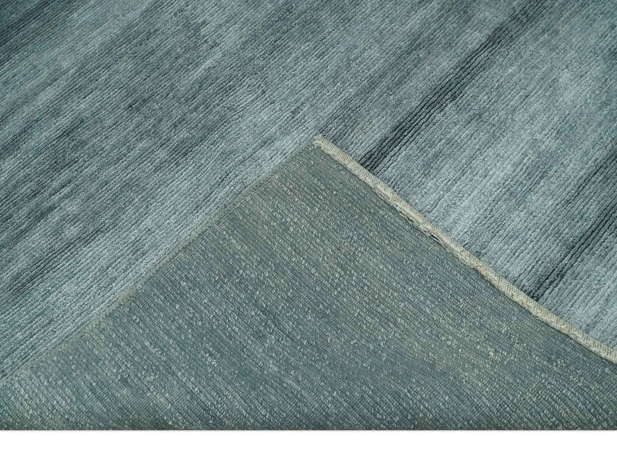 Gray and Silver Modern Abstract Hand Knotted 6x9 Wool and Viscose Area Rug