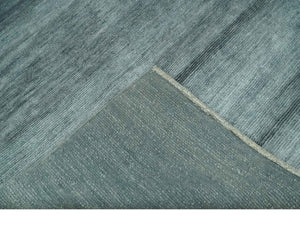 Gray and Silver Modern Abstract Hand Knotted 6x9 Wool and Viscose Area Rug