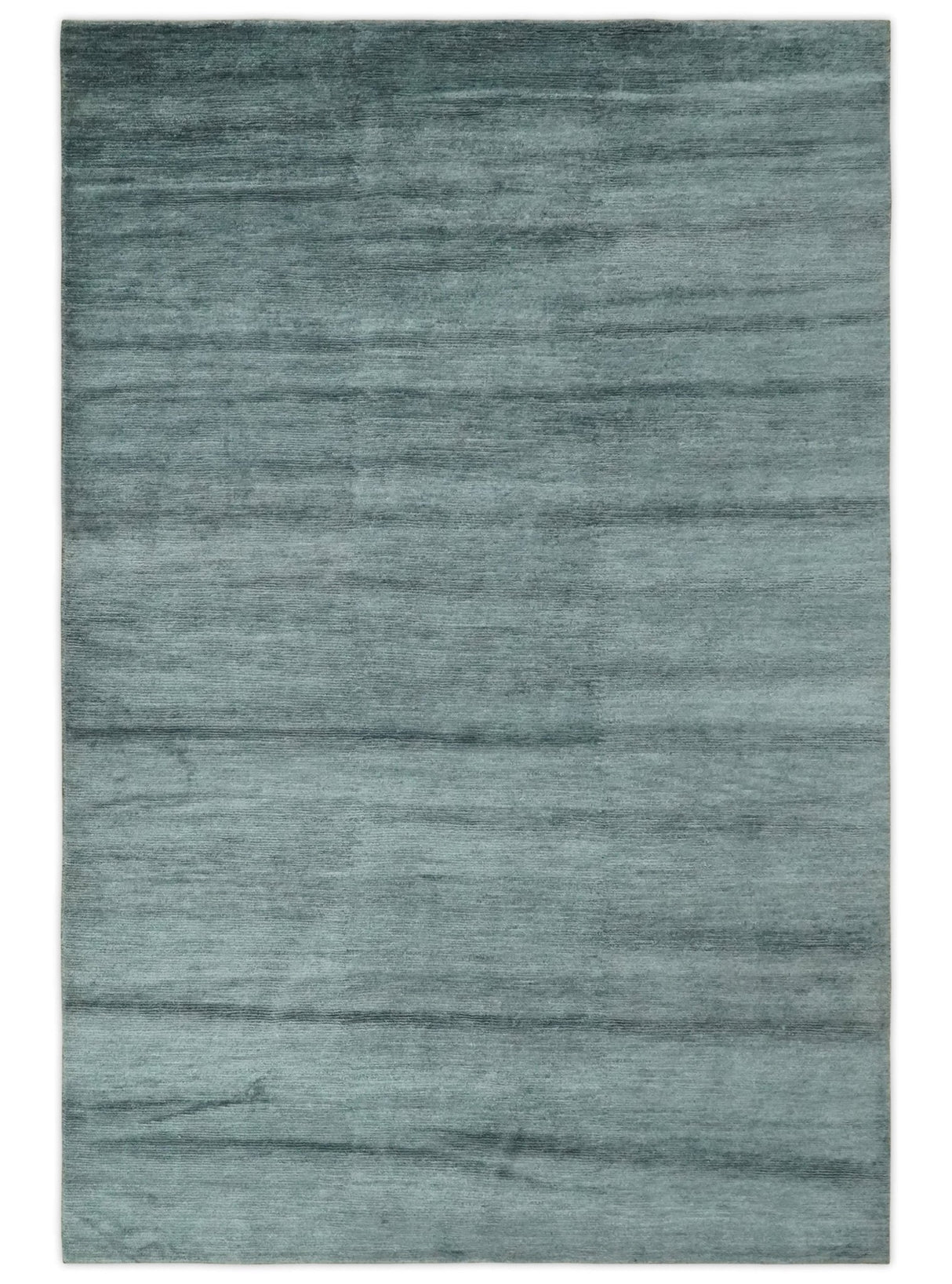 Gray and Silver Modern Abstract Hand Knotted 6x9 Wool and Viscose Area Rug