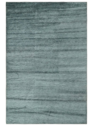 Gray and Silver Modern Abstract Hand Knotted 6x9 Wool and Viscose Area Rug