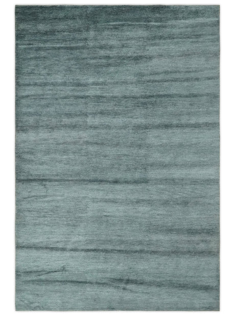 Gray and Silver Modern Abstract Hand Knotted 6x9 Wool and Viscose Area Rug