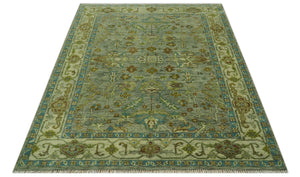Green 8x10 Hand Knotted Antique Design Traditional Oriental Oushak wool area rug