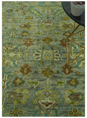 Green 8x10 Hand Knotted Antique Design Traditional Oriental Oushak wool area rug