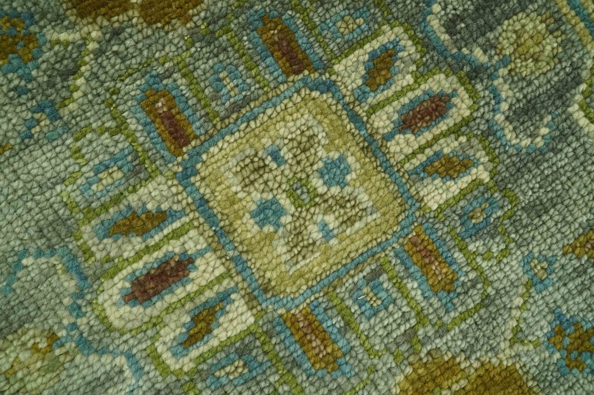 Green 8x10 Hand Knotted Antique Design Traditional Oriental Oushak wool area rug