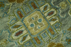 Green 8x10 Hand Knotted Antique Design Traditional Oriental Oushak wool area rug