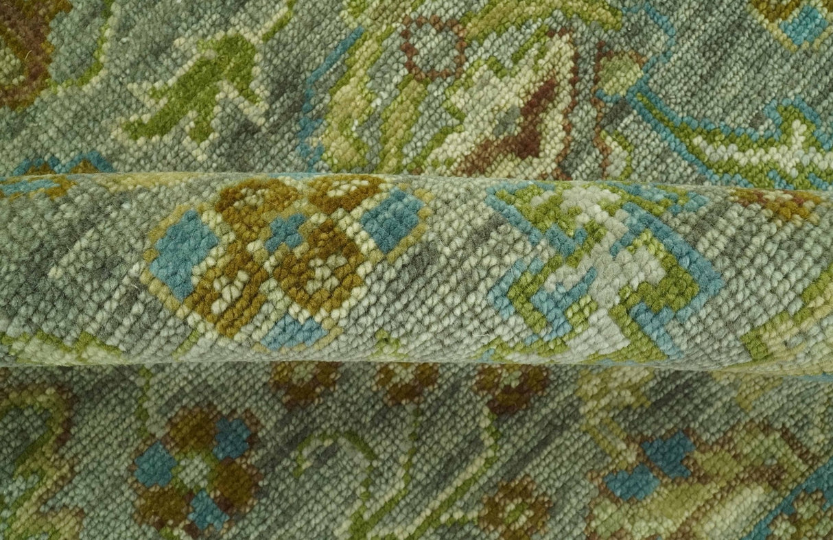 Green 8x10 Hand Knotted Antique Design Traditional Oriental Oushak wool area rug