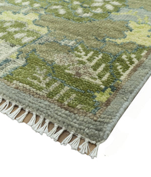 Green And Gray Nature Jungle Hand Knotted Custom Made wool area rug