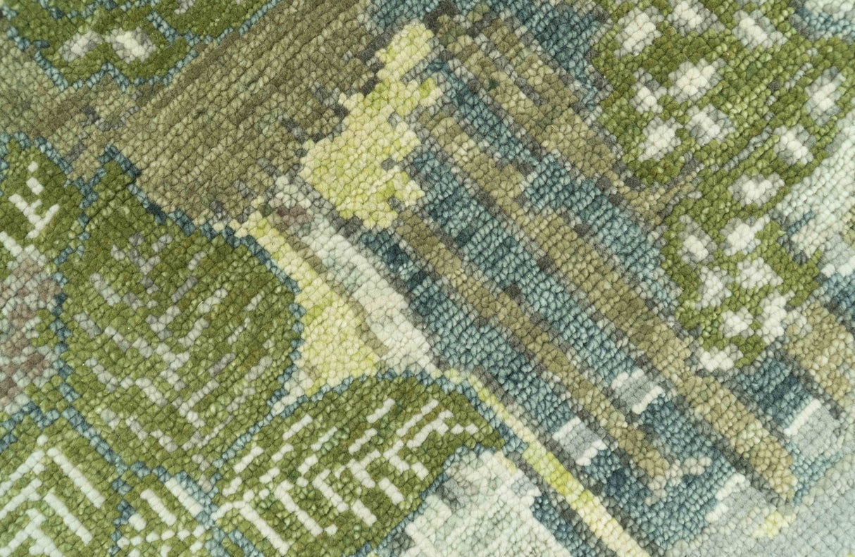 Green And Gray Nature Jungle Hand Knotted Custom Made wool area rug