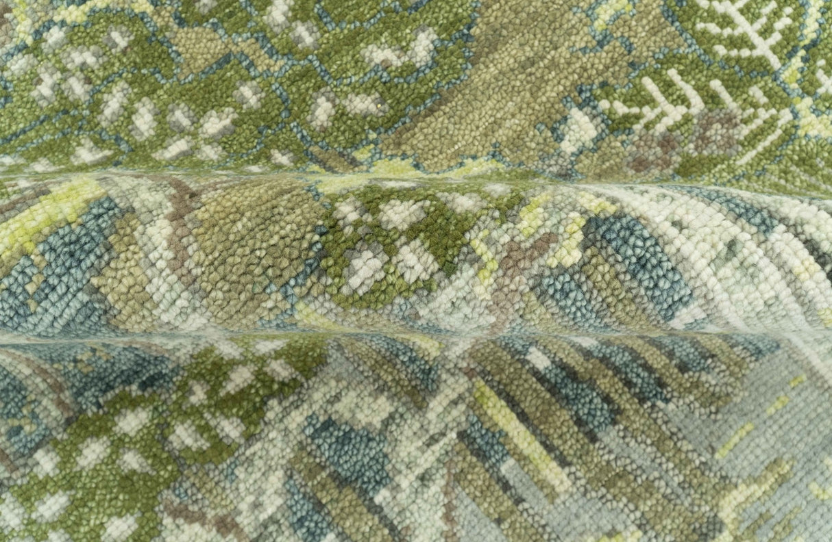 Green And Gray Nature Jungle Hand Knotted Custom Made wool area rug