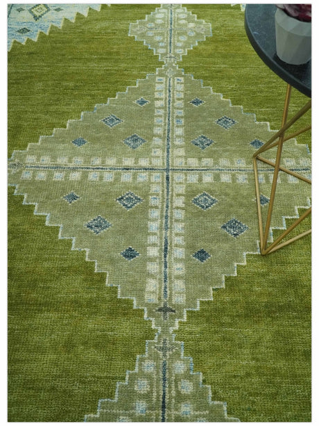 Green, Blue and Gray Hand Knotted Traditional Heriz 8x10 wool area rug