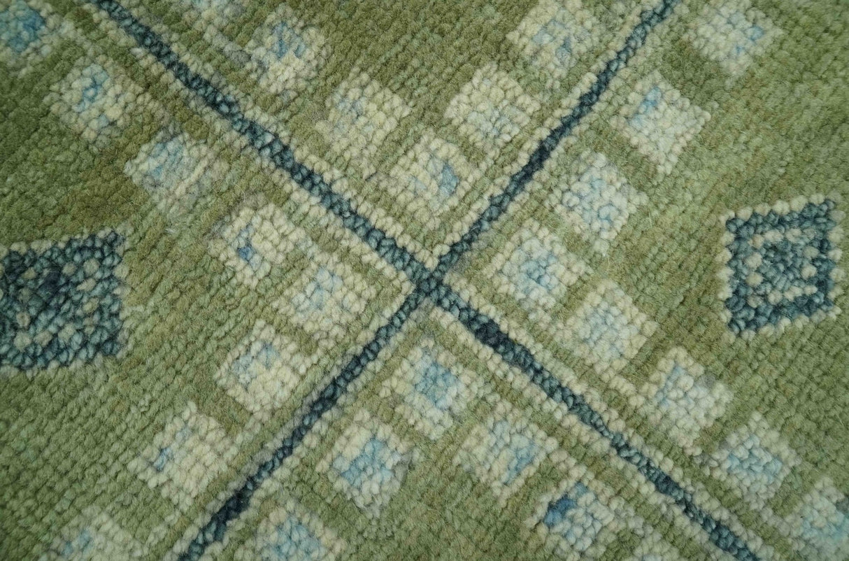 Green, Blue and Gray Hand Knotted Traditional Heriz 8x10 wool area rug
