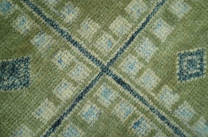 Green, Blue and Gray Hand Knotted Traditional Heriz 8x10 wool area rug